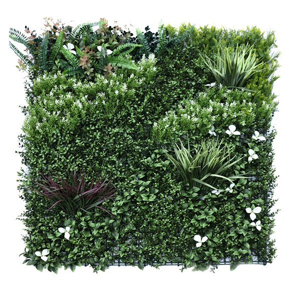 uv-coated-artificial-vertical-garden-mat-with-green-plant-and-white-flower-MTE1